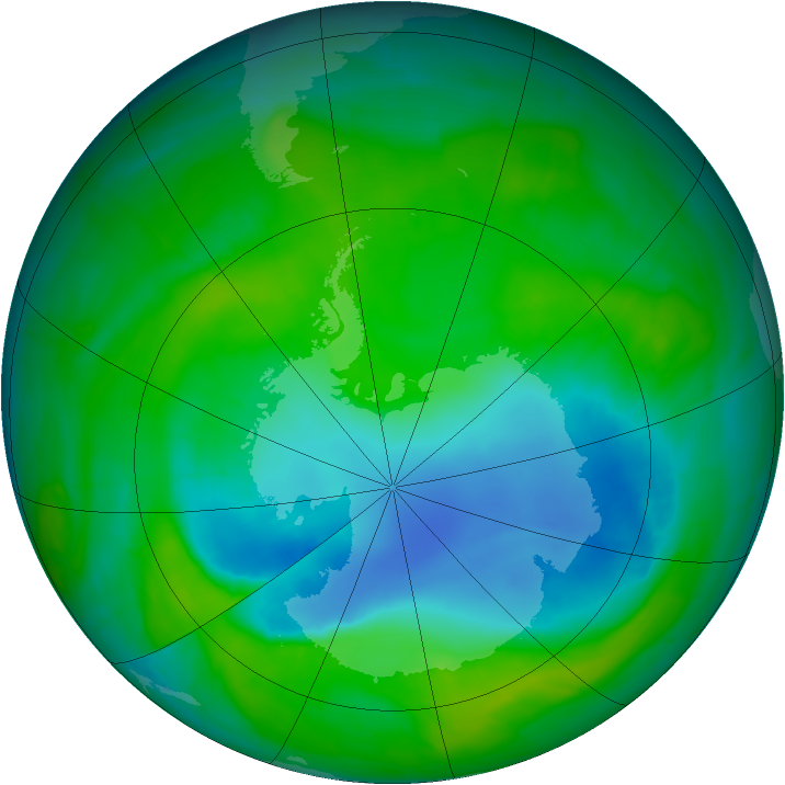 Antarctic ozone map for 09 December 2014